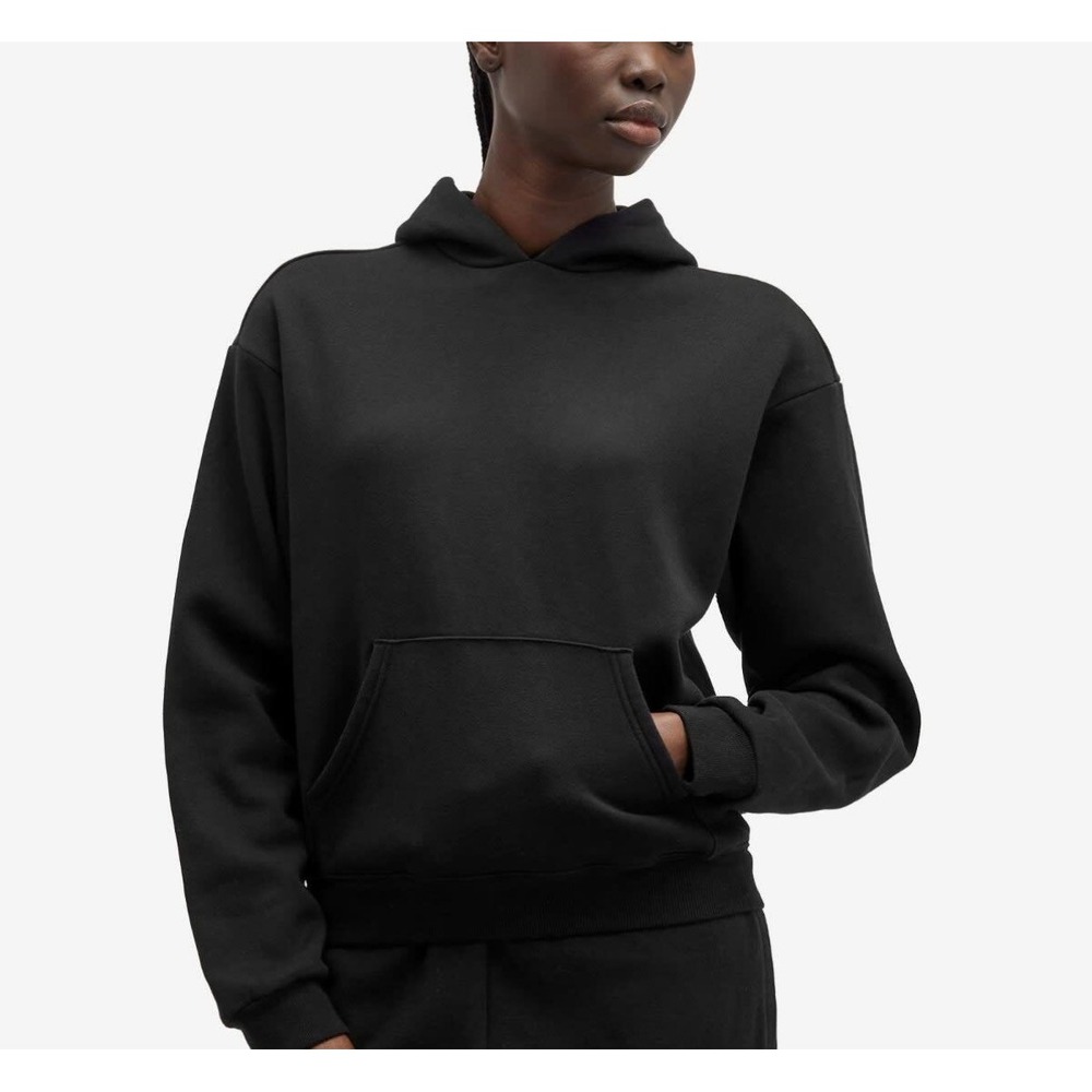 SKIMS Cotton Fleece Classic Pullover Hoodie Onyx L Relaxed Minimalist Loungewear